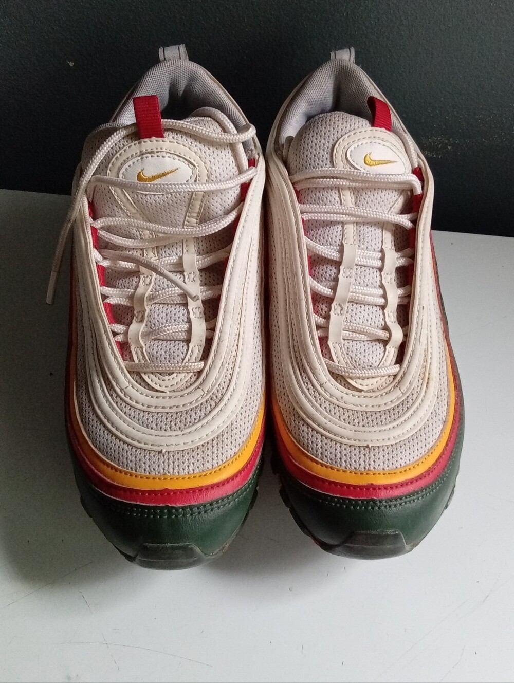 Nike Air Max 97 Multi Color Green Yellow Red White‎ Sneakers 921826-101 Mens - Picture 6 of 9